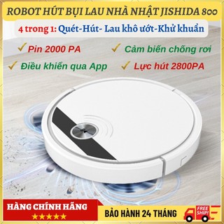 Robot Hút Bụi Lau Nhà Đa Năng Kết Nối App Điện Thoại Có Hộp Nước Riêng Cảm Biến Chống Rơi Chống Va Chạm