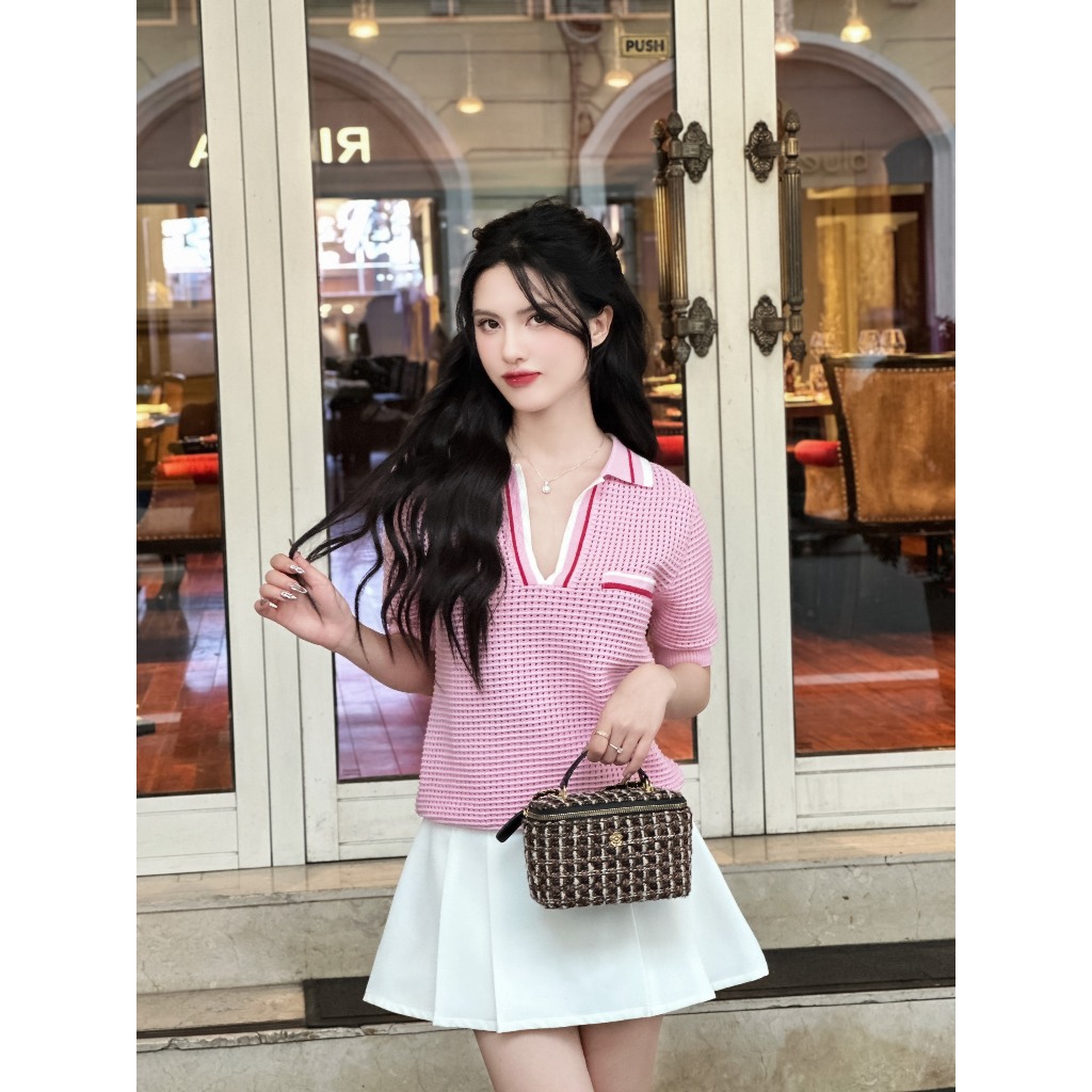 Áo mông tơ ghi  - 23A129 Free Size Dưới 55Kg Design by Quỳnh Lương nOneuf