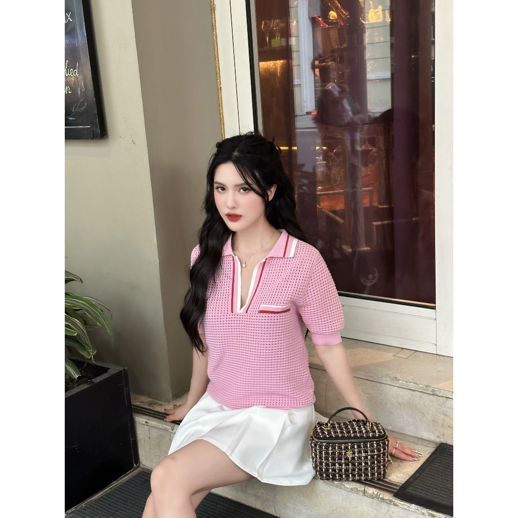 Áo mông tơ ghi  - 23A129 Free Size Dưới 55Kg Design by Quỳnh Lương nOneuf