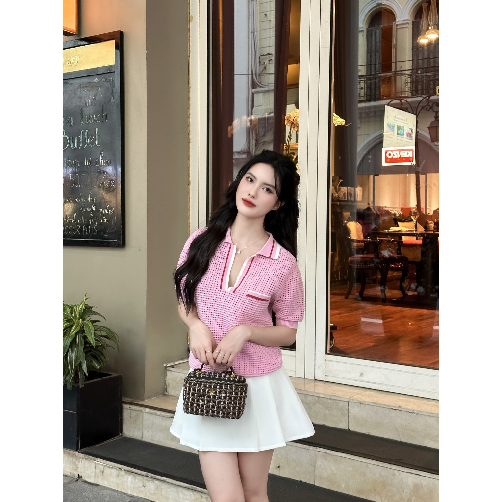 Áo mông tơ ghi  - 23A129 Free Size Dưới 55Kg Design by Quỳnh Lương nOneuf