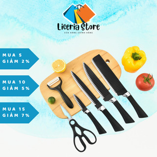 Bộ dao nhật bản 6 món chống dính cao cấp, bộ dao nhật asakh làm bếp 6 món lưỡi sóng cao cấp, chất liệu hợp kim