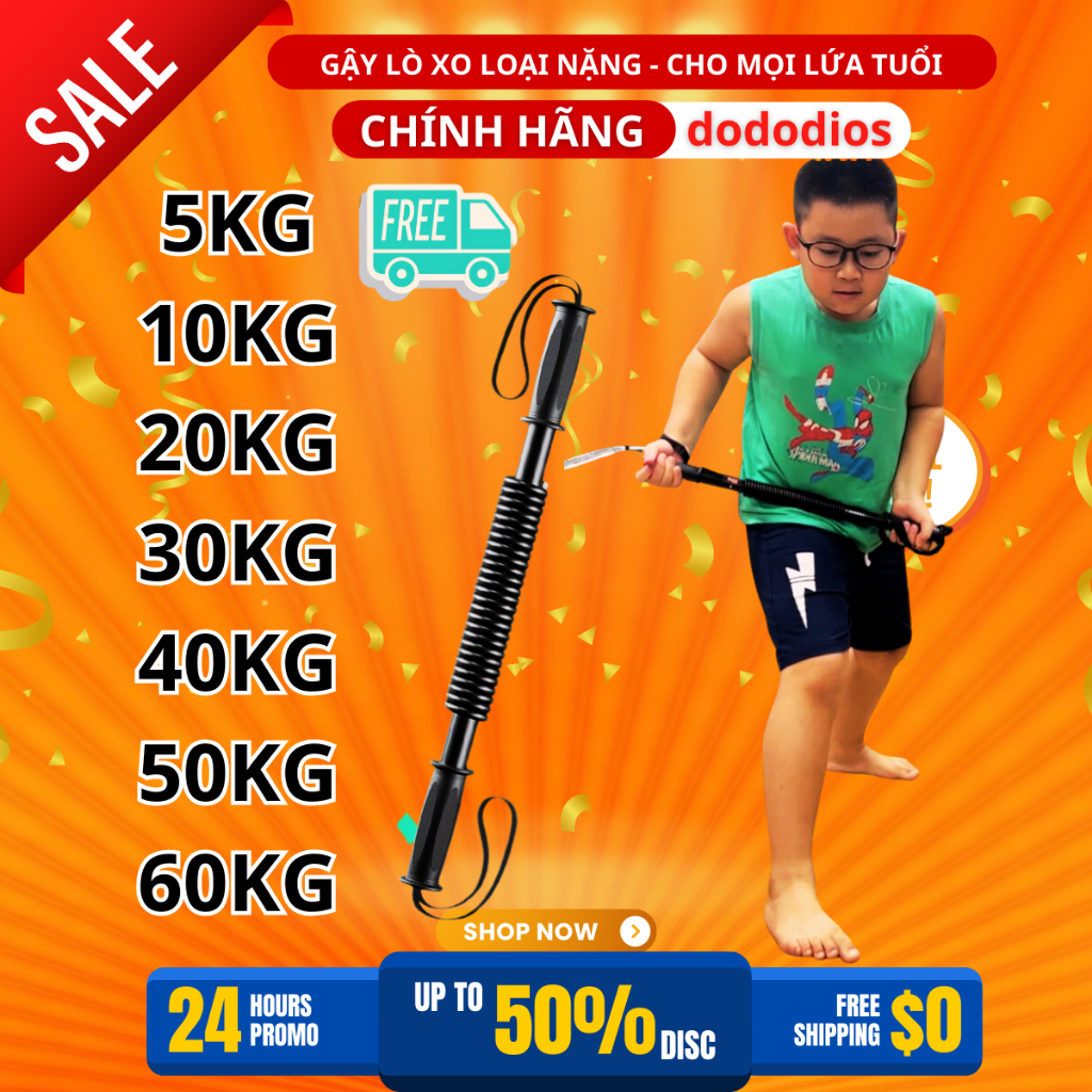 Combo Gậy Bẻ Lò Xo Cho Bé 10kg 20kg 30kg 40kg 50kg 50kg 60kg Tập Cơ Tay Trẻ Em Người Lớn - Hãng dododios