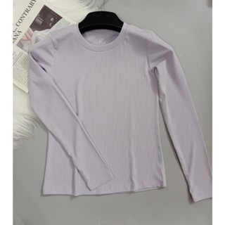 Áo giữ nhiệt nữ thu đông vải thun tăm Vicci co giãn 4 chiều, ôm sát cơ thể tạo dáng thon gọn màu Tím nhạt