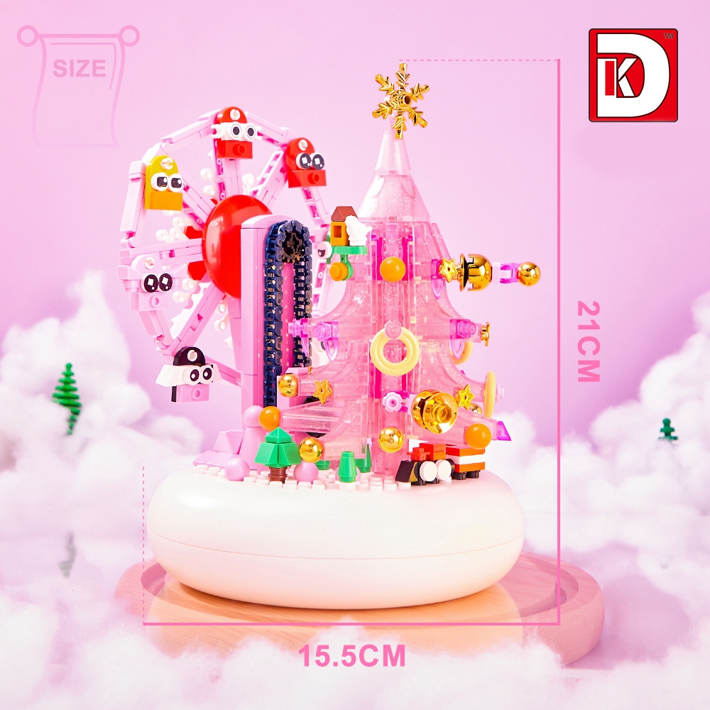 Đồ Chơi Lắp Ráp LEGO Mô Hình Hộp Nhạc Cây Thông Đu Quay Giáng Sinh Merry Christmas Có Đèn DK7030 Với 480+ PCS