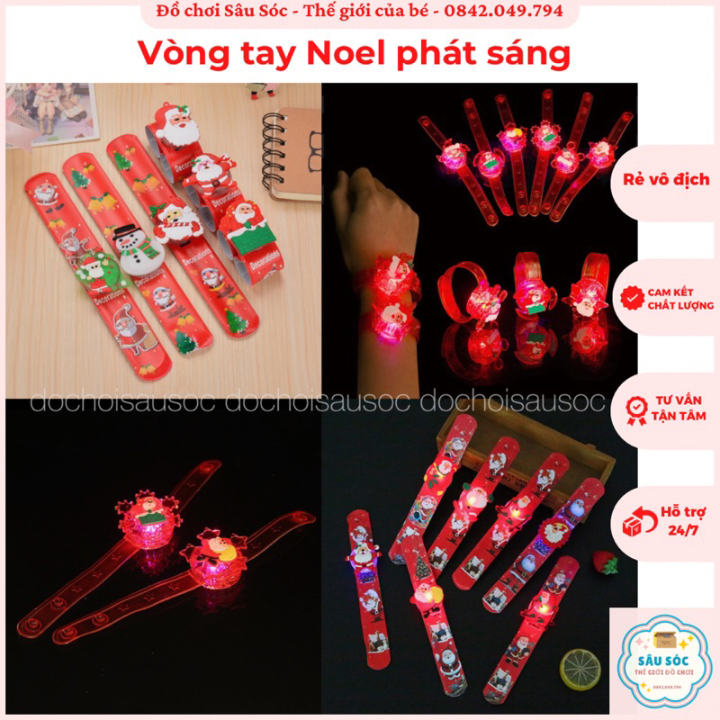 Vòng tay noel phát sáng có đèn, đồng hồ đeo tay đồ dùng làm quà giáng sinh cho bé