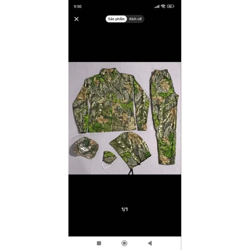 1  bộ quần áo nam đi rừng vải kaki chống nắng tốt có tặng kèm mũ và khẩu trang. shop giao màu ngẫu nhiên