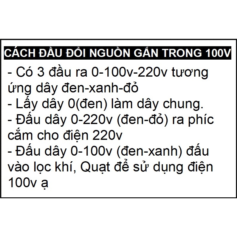 BỘ ĐỔI NGUỒN 220v SANG 100V, 110V XUYẾN GẮN TRONG 60W(85VA) DÂY ĐỒNG DÙNG CHO QUAT NỘI ĐỊA NHẬT - HỢP LONG