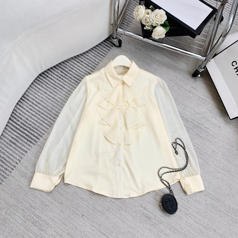 Áo Sơ Mi Cổ Bèo BIGSIZE 2 Màu Đen và Kem_Tcstore98