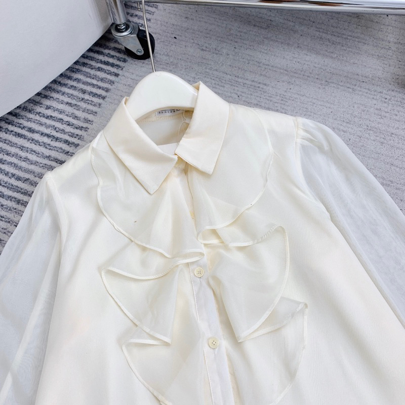 Áo Sơ Mi Cổ Bèo BIGSIZE 2 Màu Đen và Kem_Tcstore98
