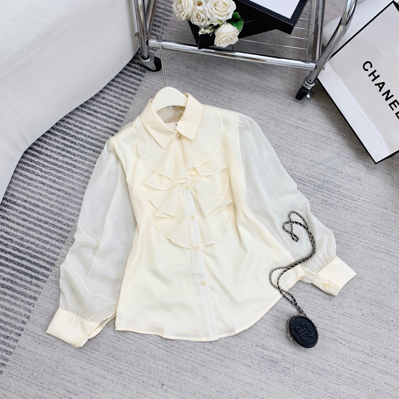 Áo Sơ Mi Cổ Bèo BIGSIZE 2 Màu Đen và Kem_Tcstore98