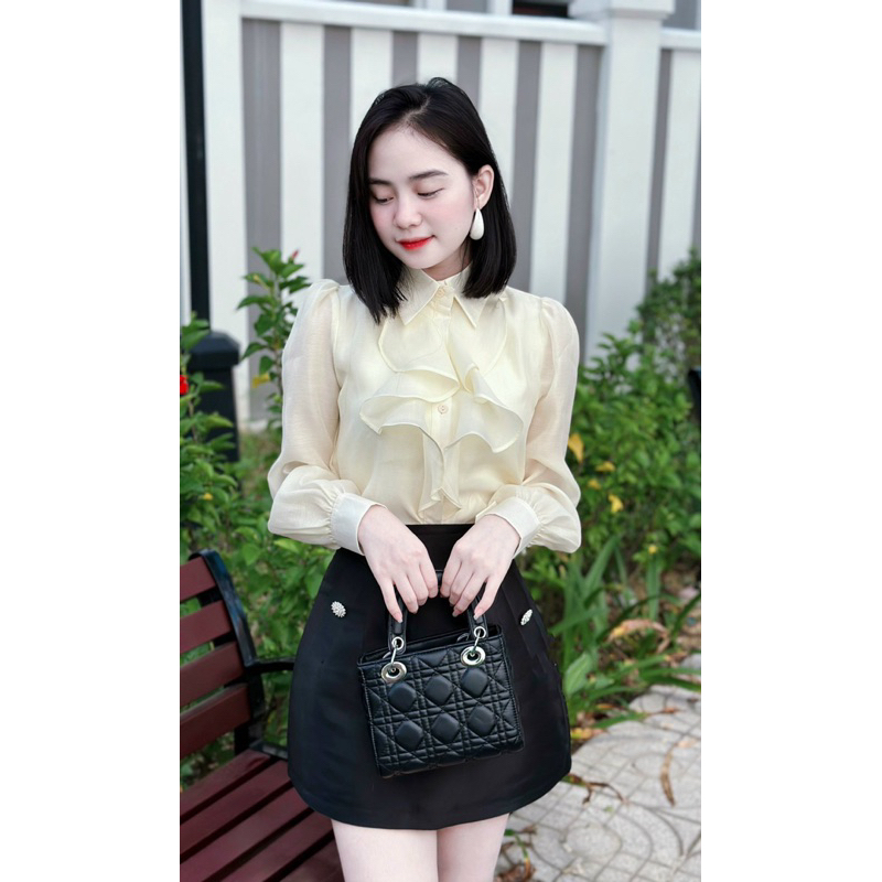 Áo Sơ Mi Cổ Bèo BIGSIZE 2 Màu Đen và Kem_Tcstore98