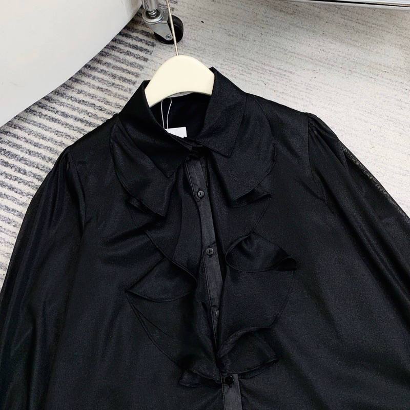 Áo Sơ Mi Cổ Bèo BIGSIZE 2 Màu Đen và Kem_Tcstore98