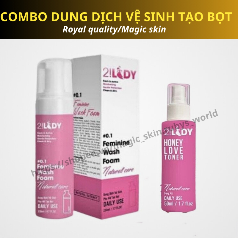 COMBO Phụ khoa 2LADY | Dung dịch vệ sinh tạo bọt + Xịt thơm CHÍNH HÃNG MAGIC SKIN 2!LADY