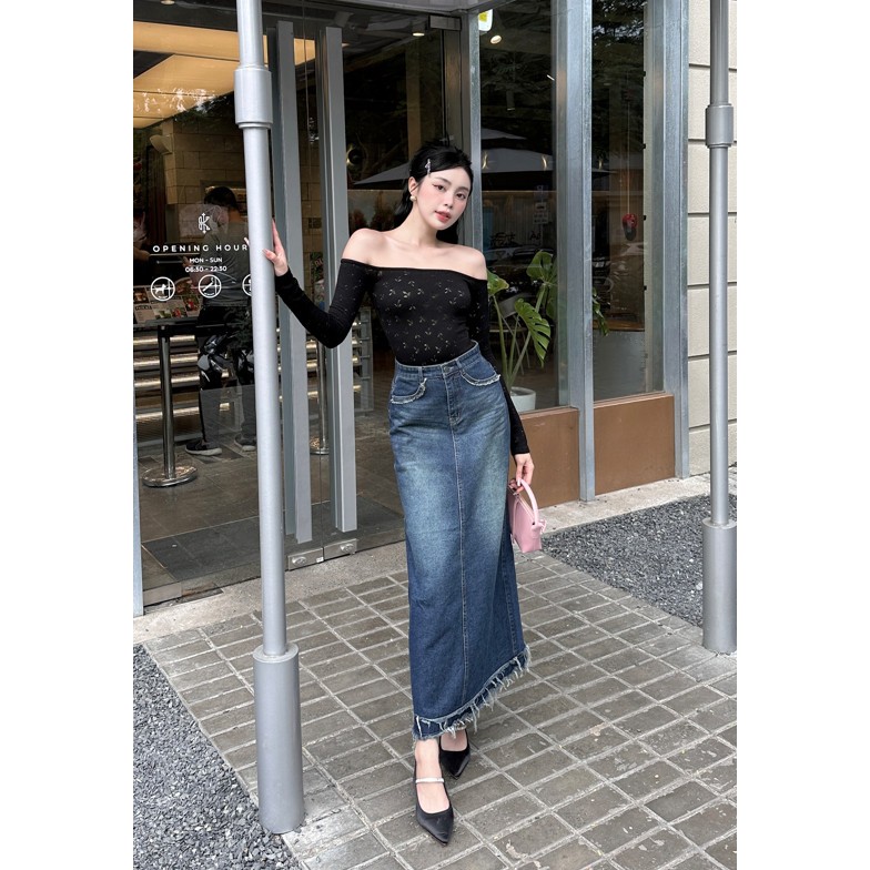 Chân Váy Jeans Dáng Dài Form A - ZURIN SKIRT - GOÛT DE JUN