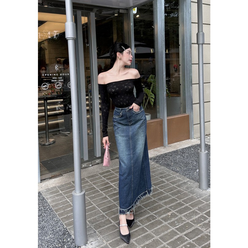 Chân Váy Jeans Dáng Dài Form A - ZURIN SKIRT - GOÛT DE JUN