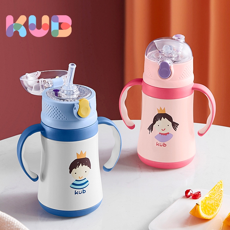 Bình nước chống tràn KUB 280ml cho bé bằng 316 thép không gỉ cách nhiệt niêm phong du lịch bình nước trẻ em có ống hút