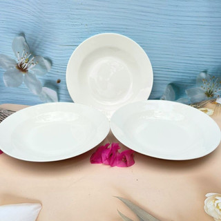 Dĩa sứ trắng trơn 8inch 20m - Đĩa sứ sâu lòng