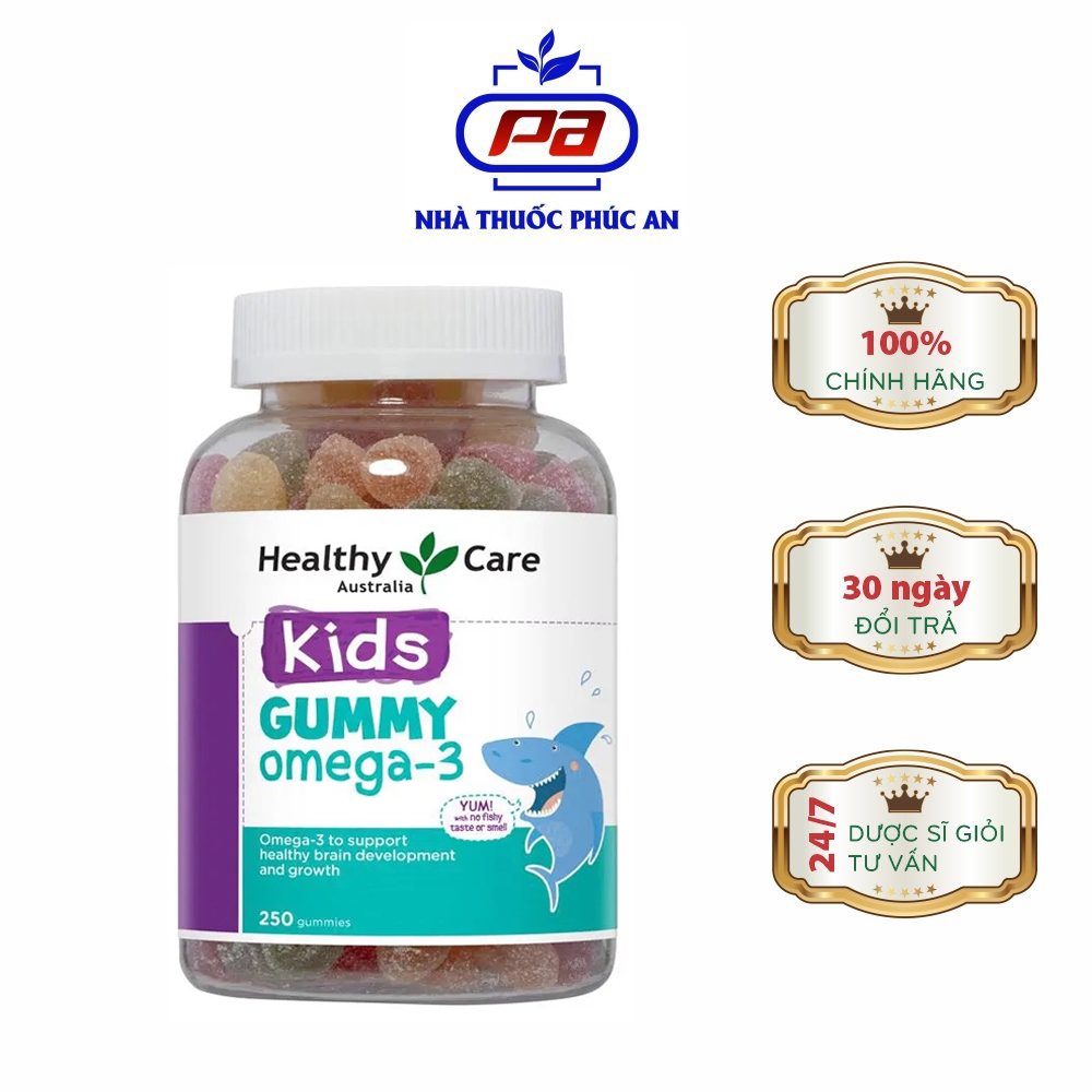 Kẹo Omega 3 cho bé - Healthy Care Gummy Omega 3 250 viên giúp phát triển mắt, trí não, tim mạch