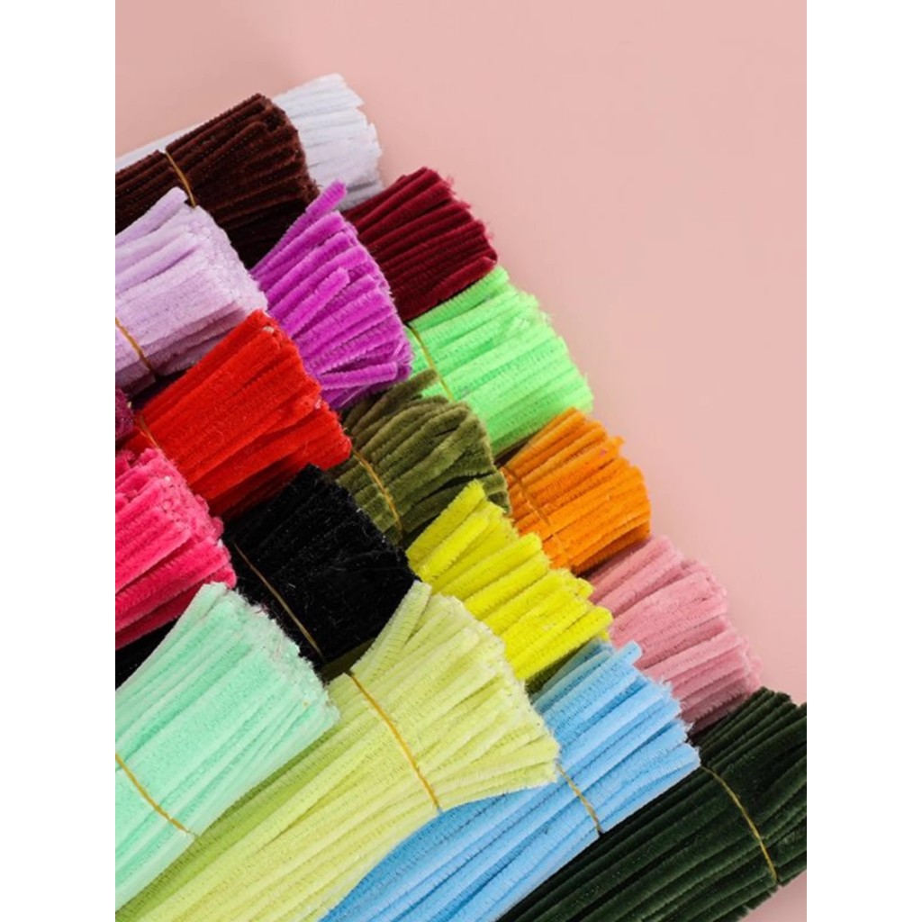 Set 100 Dây kẽm nhung màu pastel làm đồ trang trí handmade, Dây kẽm lông làm đồ chơi, hoa, ố