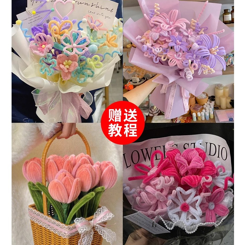 Set 100 Dây kẽm nhung màu pastel làm đồ trang trí handmade, Dây kẽm lông làm đồ chơi, hoa, ố