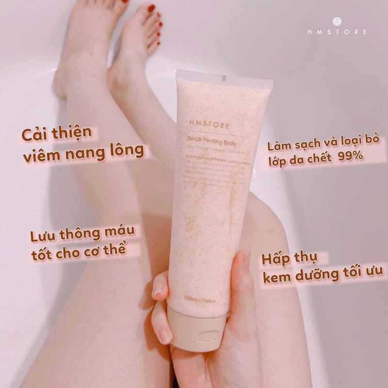 Tẩy Da Chết Body toàn thân size lớn hấp thụ kem dưỡng hiệu quả hơn HMSTORE Scrub Peeling Body 300ml
