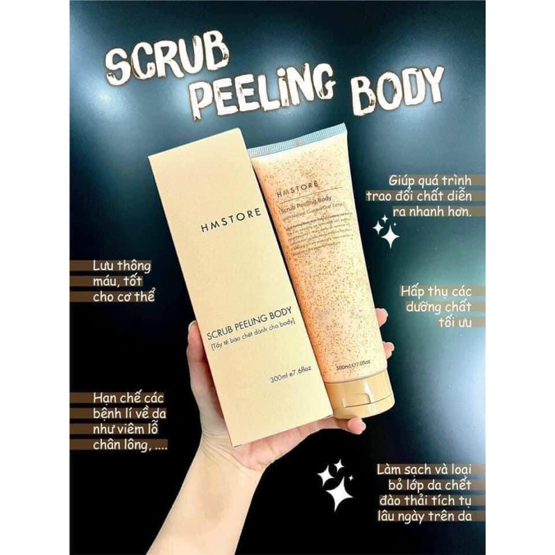Tẩy Da Chết Body toàn thân size lớn hấp thụ kem dưỡng hiệu quả hơn HMSTORE Scrub Peeling Body 300ml