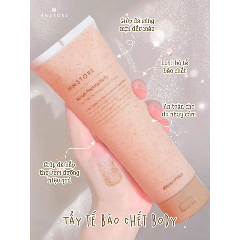Tẩy Da Chết Body toàn thân size lớn hấp thụ kem dưỡng hiệu quả hơn HMSTORE Scrub Peeling Body 300ml
