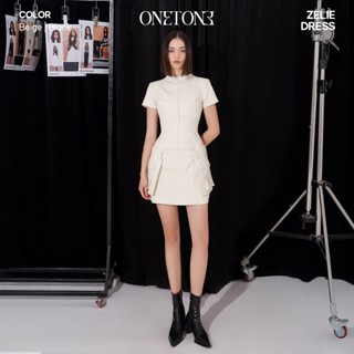 Váy liền Onetone phối khóa kéo đai túi rời Zelie