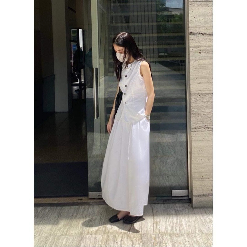 Áo Khue House linen vest new - tặng chân váy