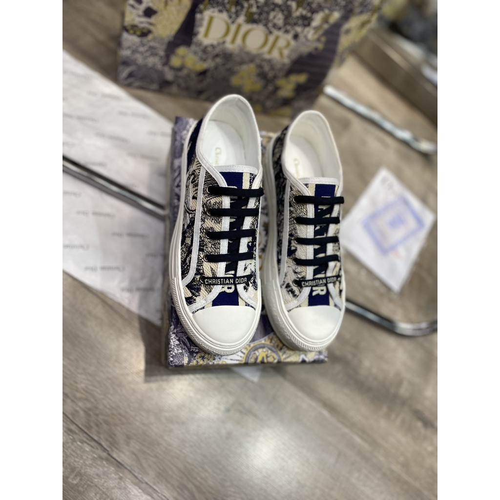 Giày Thể Thao Nam Nữ Dior Walk Embroider Cotton họa tiết HỔ đen , Giày Dior B56 Cao Cấp Quảng Châu