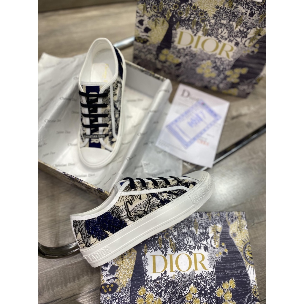 Giày Thể Thao Nam Nữ Dior Walk Embroider Cotton họa tiết HỔ đen , Giày Dior B56 Cao Cấp Quảng Châu