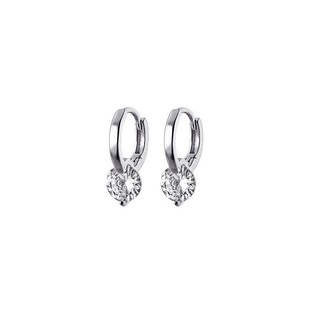 Bông tai bạc nữ TWINKLE TIME mẫu khuyên tròn gắn nụ đá thanh lịch TT178