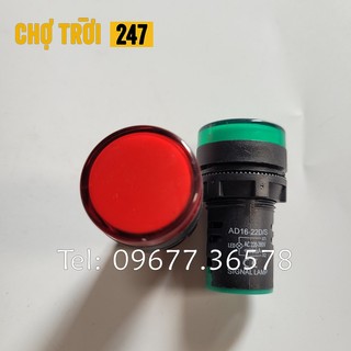 Đèn báo ad16-22ds báo pha 220vac màu đỏ, vàng, xanh lá gắn tủ điện