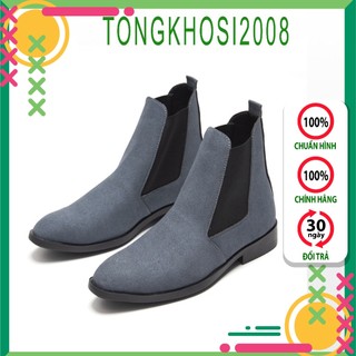 Giày chelsea boots da lộn, cổ chun, đế khâu chắc chắn- mã cb548 xám sp4