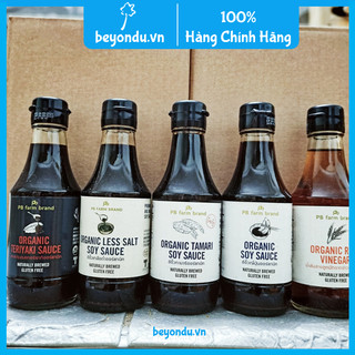 Nước tương hữu cơ Pb Farm 200ml (tương Tamari Organic, Teriyaki, nước tương ít muối, nước tương hữu cơ, giấm gạo)