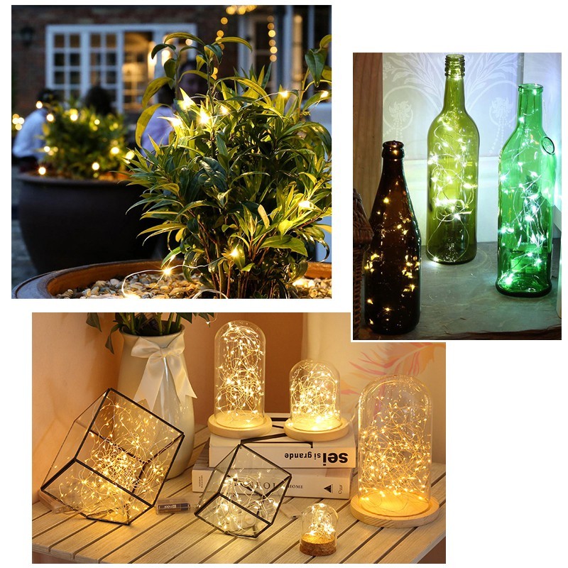 Đèn Led Dây Trang Trí Dùng PIN 5m - Đèn Đom Đóm Fairy Light, trang trí noel giáng sinh
