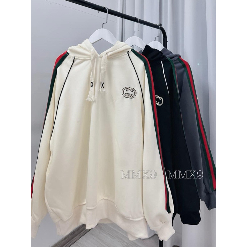 Áo hoodie mũ chất nỉ bông mịn hình thêu