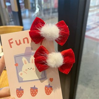 Kẹp Tóc Nơ Cục Bông Noel