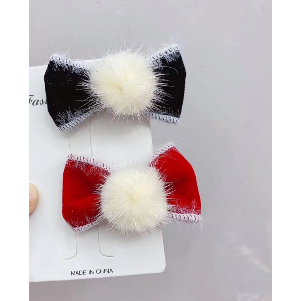 Kẹp Tóc Nơ Cục Bông Noel