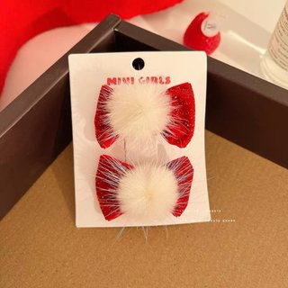 Kẹp Tóc Nơ Cục Bông Noel