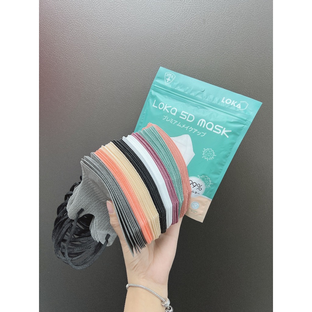 Thùng 300 Chiếc Khẩu Trang 5D Mask LOKA MASK kháng khuẩn Đủ Màu Cao Cấp. ôm sát mặt Unisex, khẩu trang chống tia UV