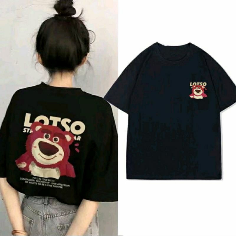 Áo thun nam nữ, áo phông nam nữ  form rộng chất liệu cotton in hình gấu lotso hotrend