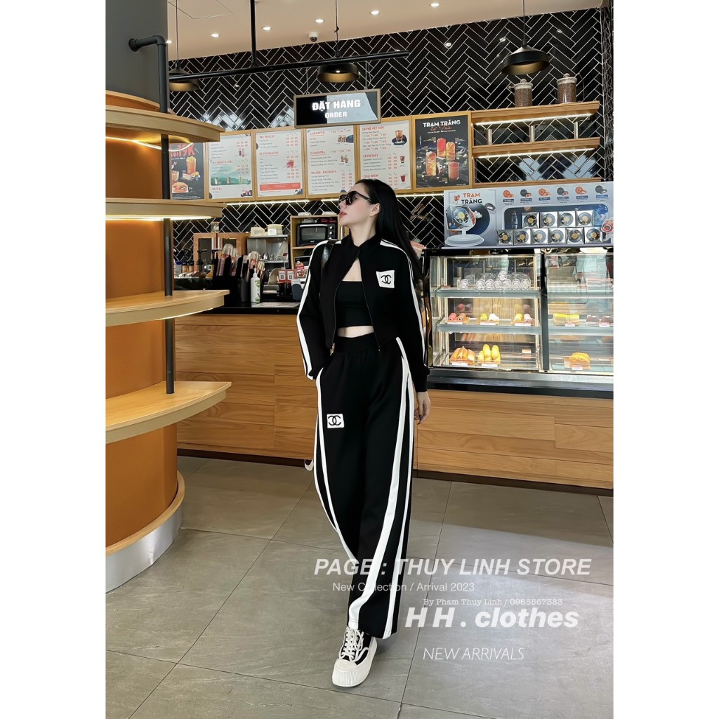 Bộ ÁO Khoác Umi Thể Thao Khóa Kéo  Chạy Sọc, Sét quần áo Dài Tay Thể Thao Hàng Thu Đông Dày Dặn