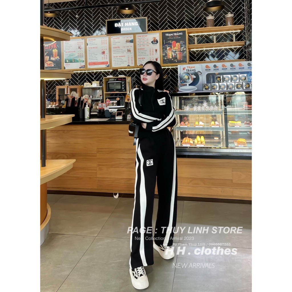 Bộ ÁO Khoác Umi Thể Thao Khóa Kéo  Chạy Sọc, Sét quần áo Dài Tay Thể Thao Hàng Thu Đông Dày Dặn