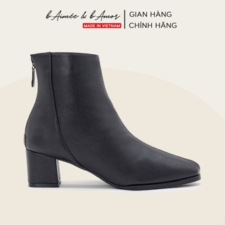 Boot nữ cổ thấp 5p Casual Ankle Boots lót lông da mờ da lộn gót vuông cao gót bAimée & bAmor - MS1711