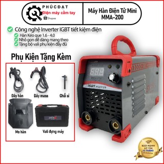 Máy hàn mini, máy hàn điện tử chính hãng mma-200 kéo que 1.6 - 4.0. bộ phụ kiện đầy đủ. máy hàn, máy hàn que