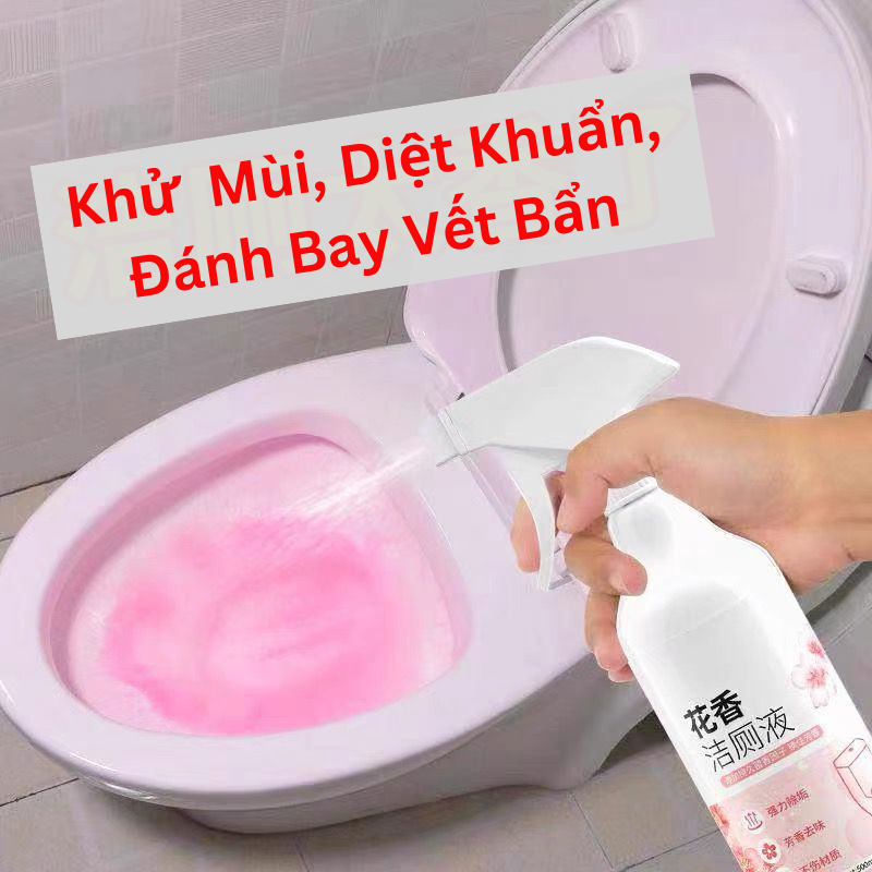 Chai tẩy rửa bồn cầu, vệ sinh phòng tắm đa năng mùi hương hoa anh đào 500ml đánh bay mọi vết bẩn cứng đầu QMS - GD031