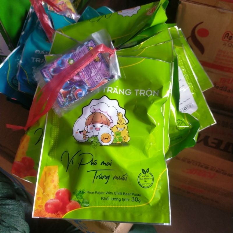 Sỉ Sét 10 túi bánh tráng trộn nhiều vị 30g tặng thẻ bài dokemon