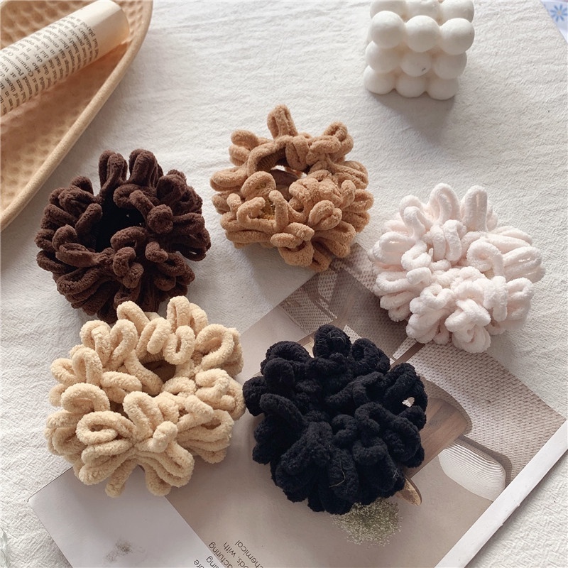 Dây buộc tóc xù Scrunchies màu trà sữa phong cách Hàn HOT TREND