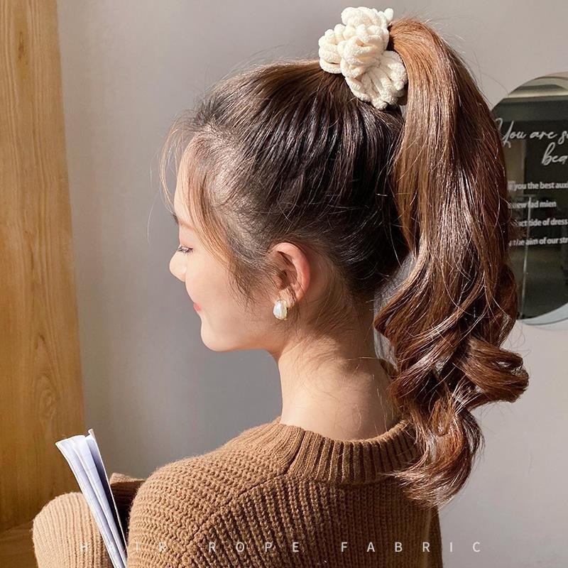 Dây buộc tóc xù Scrunchies màu trà sữa phong cách Hàn HOT TREND